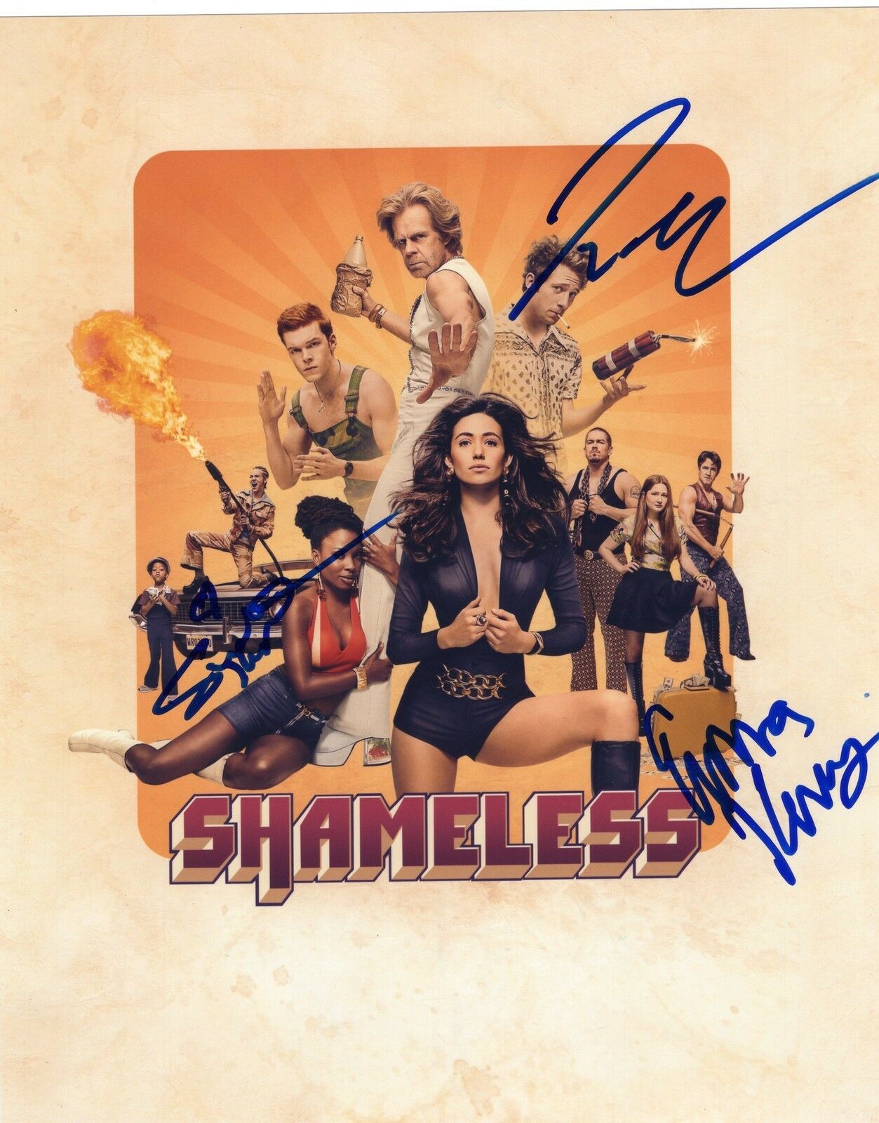 Shameless Cast Emma Kenney Shanola Hampton White Signed X Photo W COA Collectible