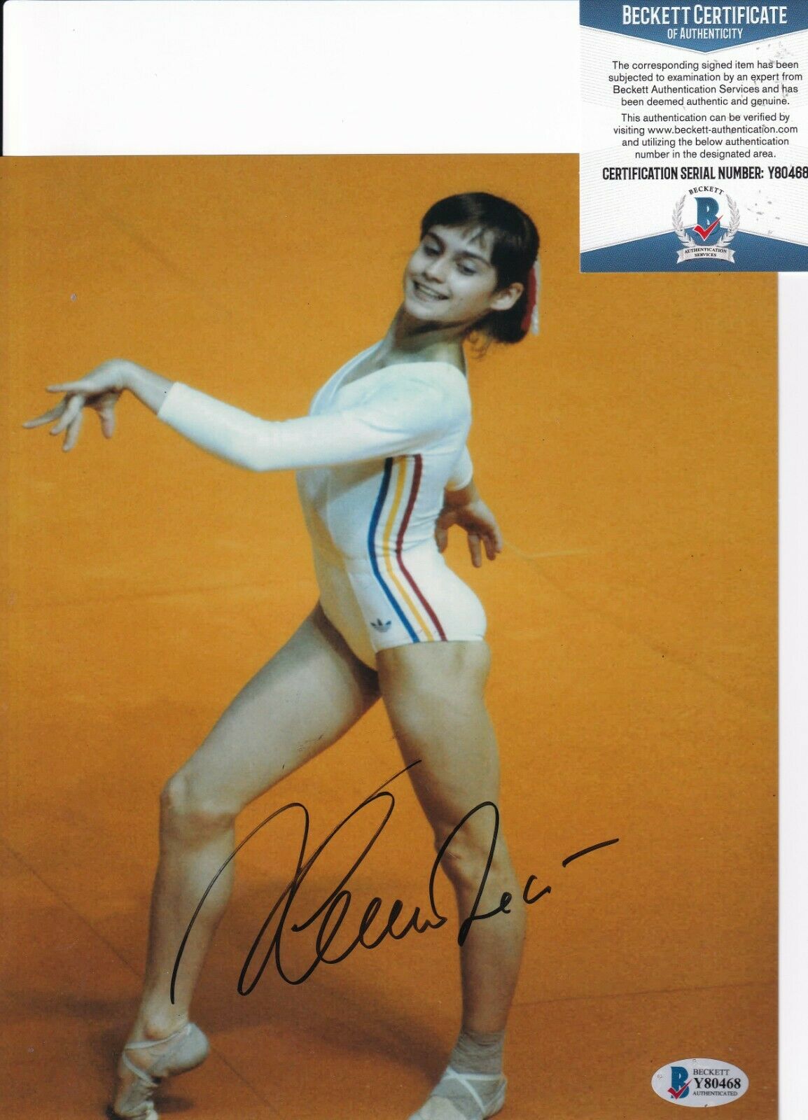 Nadia Comaneci Signed Gymnastics Gold Medalist X Photo Beckett Bas Y Collectible