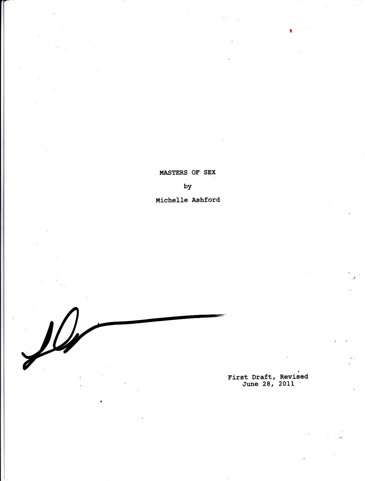 Lizzy Caplan Signed Masters Of Sex Pilot Episode Script Full Page