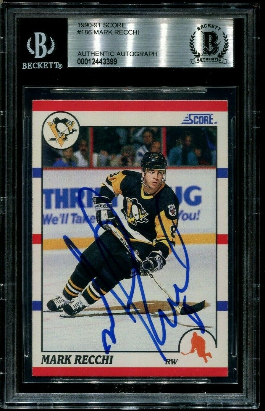 HOF MARK RECCHI Signed Autographed 1990 91 SCORE ROOKIE CARD RC BECKETT