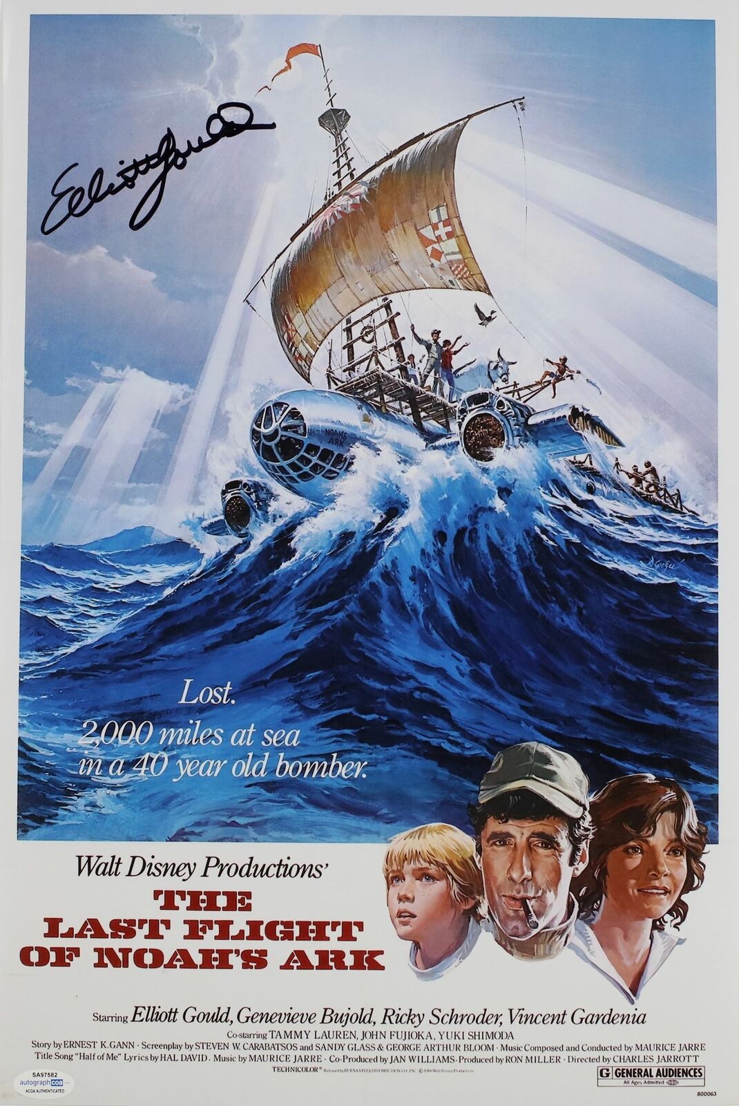 Elliott Gould Signed The Last Flight Of Noah S Ark X Movie Poster