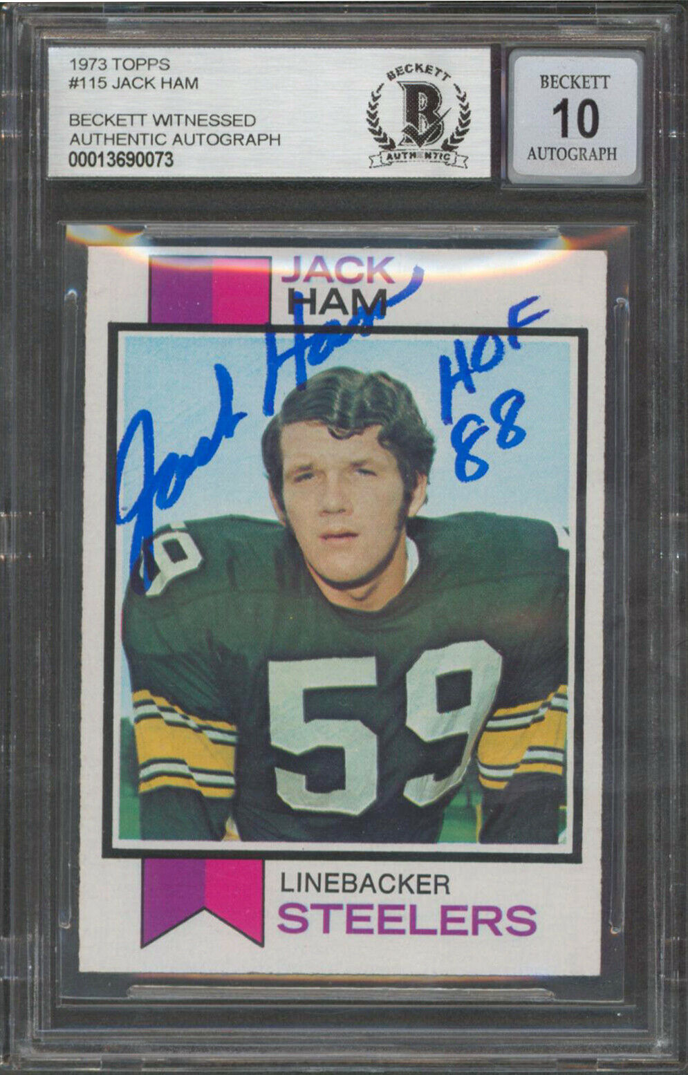 Steelers Jack Ham Hof Signed Topps Rookie Card Auto