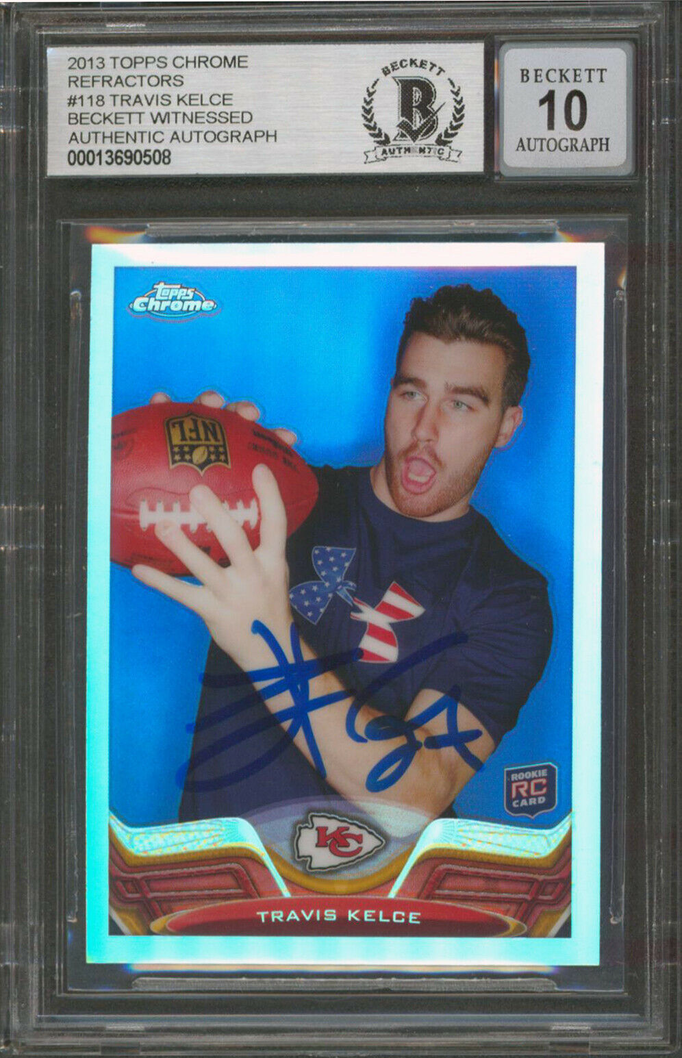 Travis Kelce Signed Topps Chrome Refractors Rc Card Auto