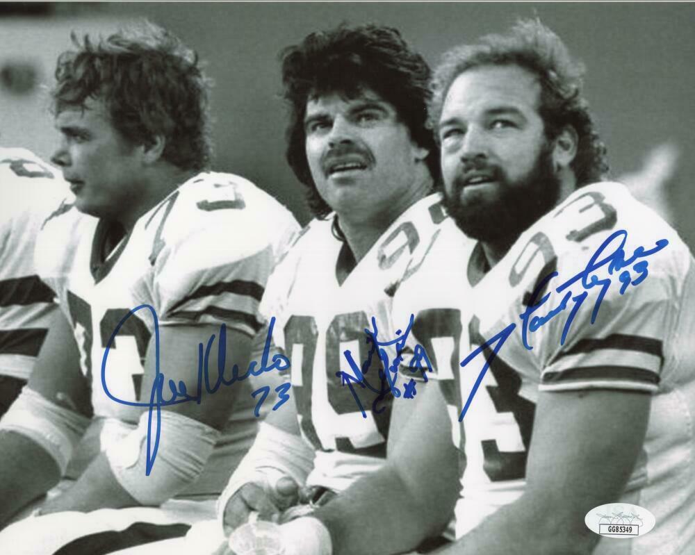 JOE KLECKO MARK GASTINEAU MARTY LYONS JETS SIGNED 8X10 PHOTO JSA