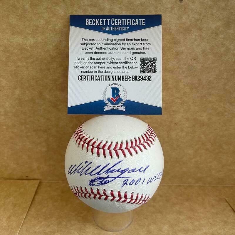 MIKE MORGAN 2001 WS CHAMPS DBACKS SIGNED AUTO M L BASEBALL BECKETT