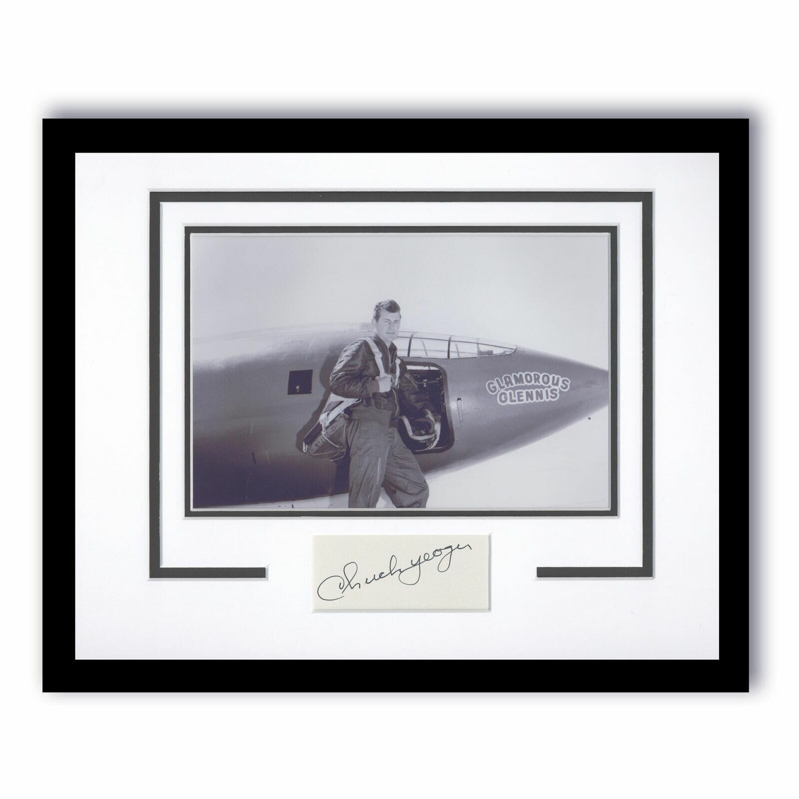 Chuck Yeager Autograph Signed Bell X Glamorous Glennis Framed X