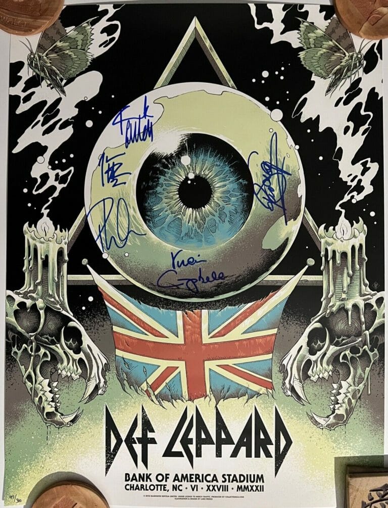 Def Leppard Fully Signed Stadium Tour Lithograph Poster Autograph