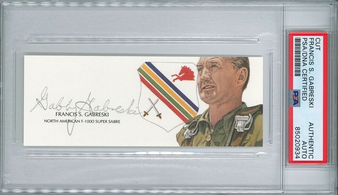 Francis Gabby Gabreski Signed Cut Signature Psa Dna D Wwii