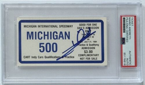 Michigan Ticket Signed Won By Mario Andretti Psa Dna Coa