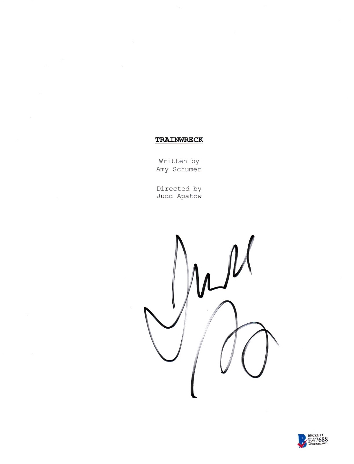 JUDD APATOW SIGNED TRAINWRECK MOVIE SCRIPT BECKETT BAS AUTOGRAPH AUTO COLLECTIBLE MEMORABILIA