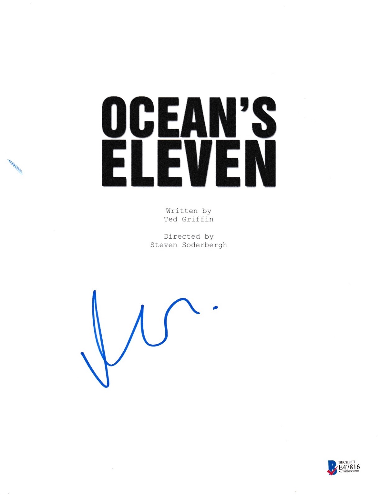 MATT DAMON SIGNED OCEAN'S ELEVEN 11 SCRIPT BECKETT BAS AUTOGRAPH AUTO COLLECTIBLE MEMORABILIA