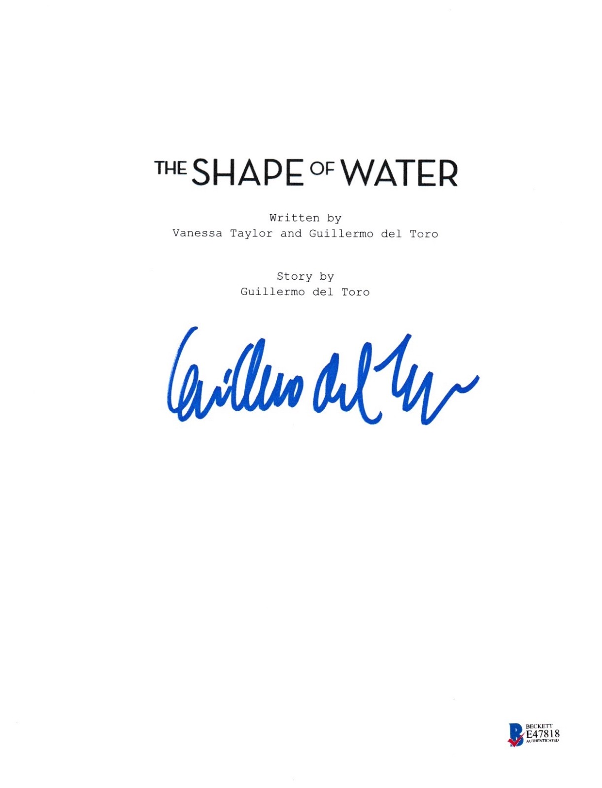 GUILLERMO DEL TORO SIGNED THE SHAPE OF WATER SCRIPT BECKETT BAS AUTOGRAPH AUTO COLLECTIBLE MEMORABILIA