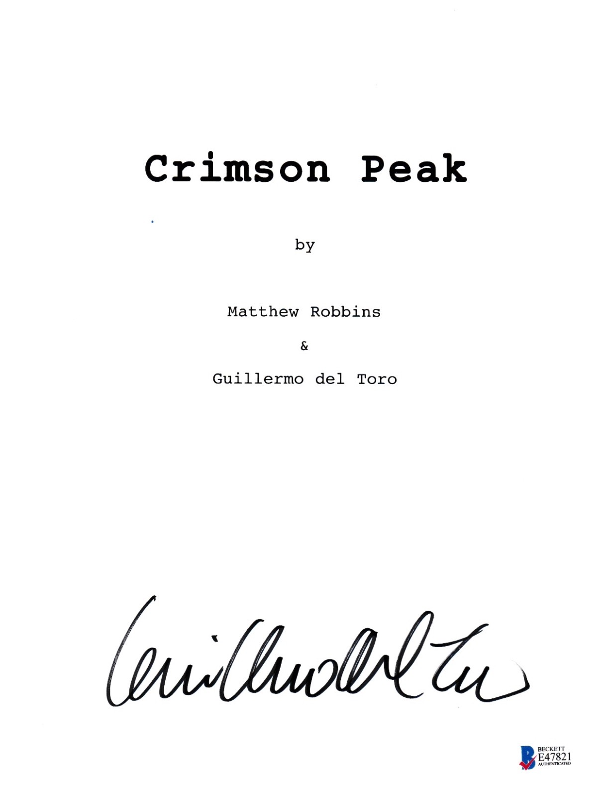 GUILLERMO DEL TORO SIGNED CRIMSON PEAK SCRIPT BECKETT BAS AUTOGRAPH AUTO COLLECTIBLE MEMORABILIA