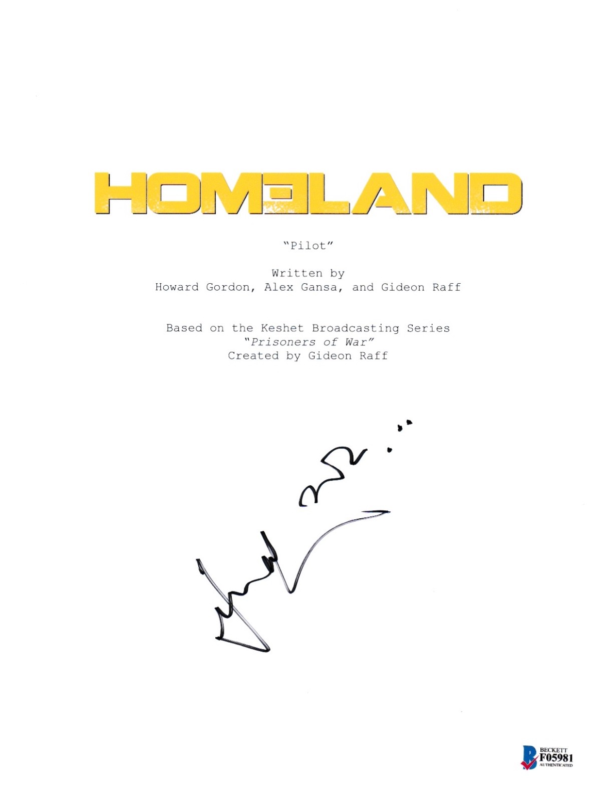 DAMIAN LEWIS SIGNED HOMELAND PILOT EPISODE SCRIPT BECKETT BAS AUTOGRAPH AUTO COLLECTIBLE MEMORABILIA