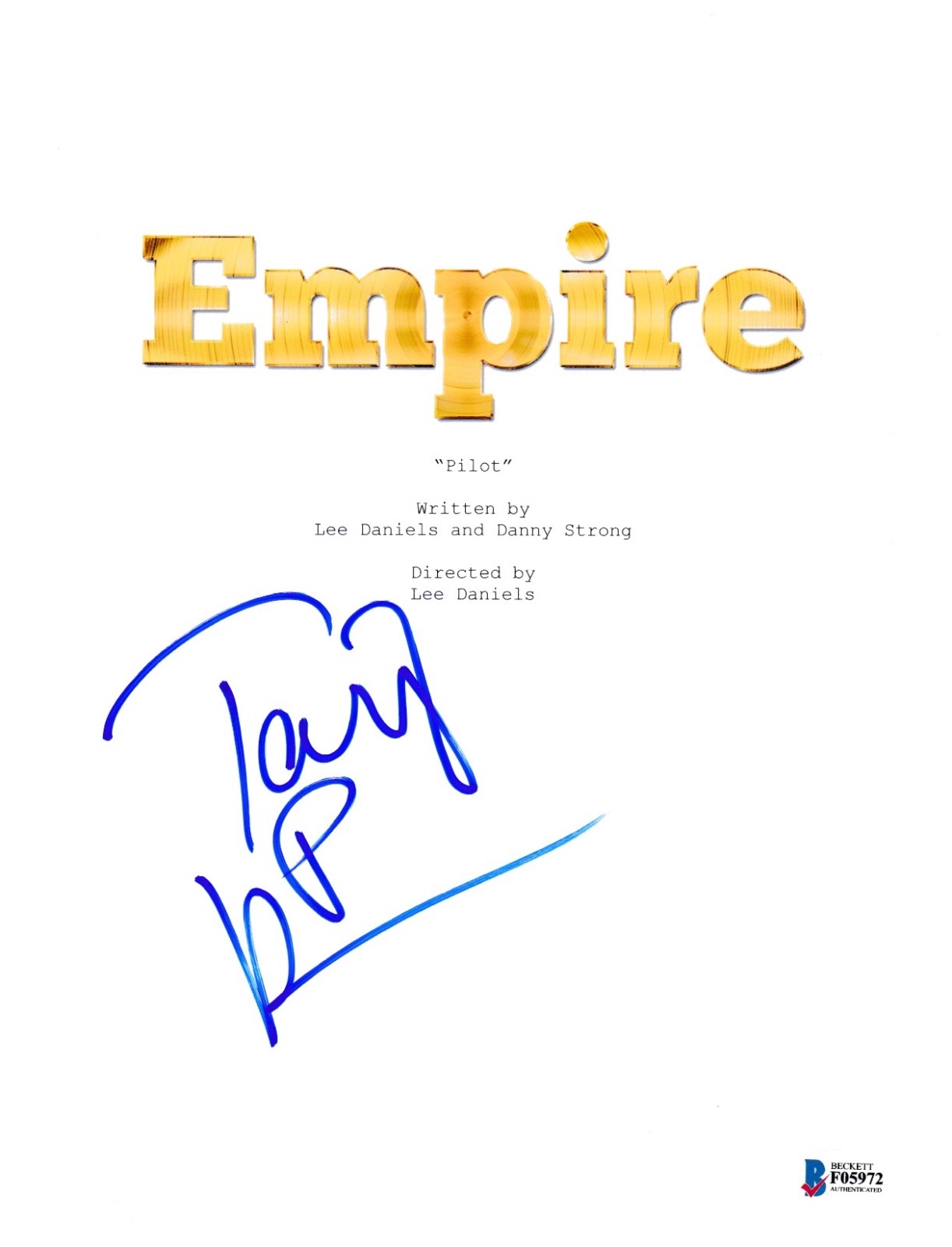 TARAJI P HENSON SIGNED EMPIRE PILOT EPISODE SCRIPT BECKETT BAS AUTOGRAPH AUTO COLLECTIBLE MEMORABILIA