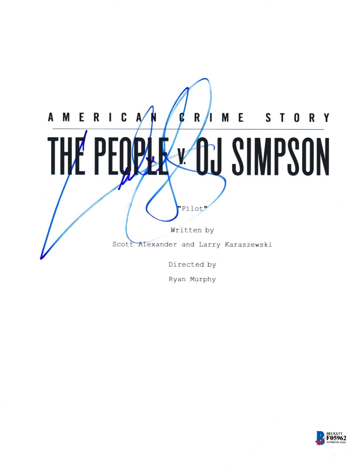 CUBA GOODING JR SIGNED PEOPLE OJ SIMPSON PILOT SCRIPT BECKETT BAS AUTOGRAPH AUTO COLLECTIBLE MEMORABILIA