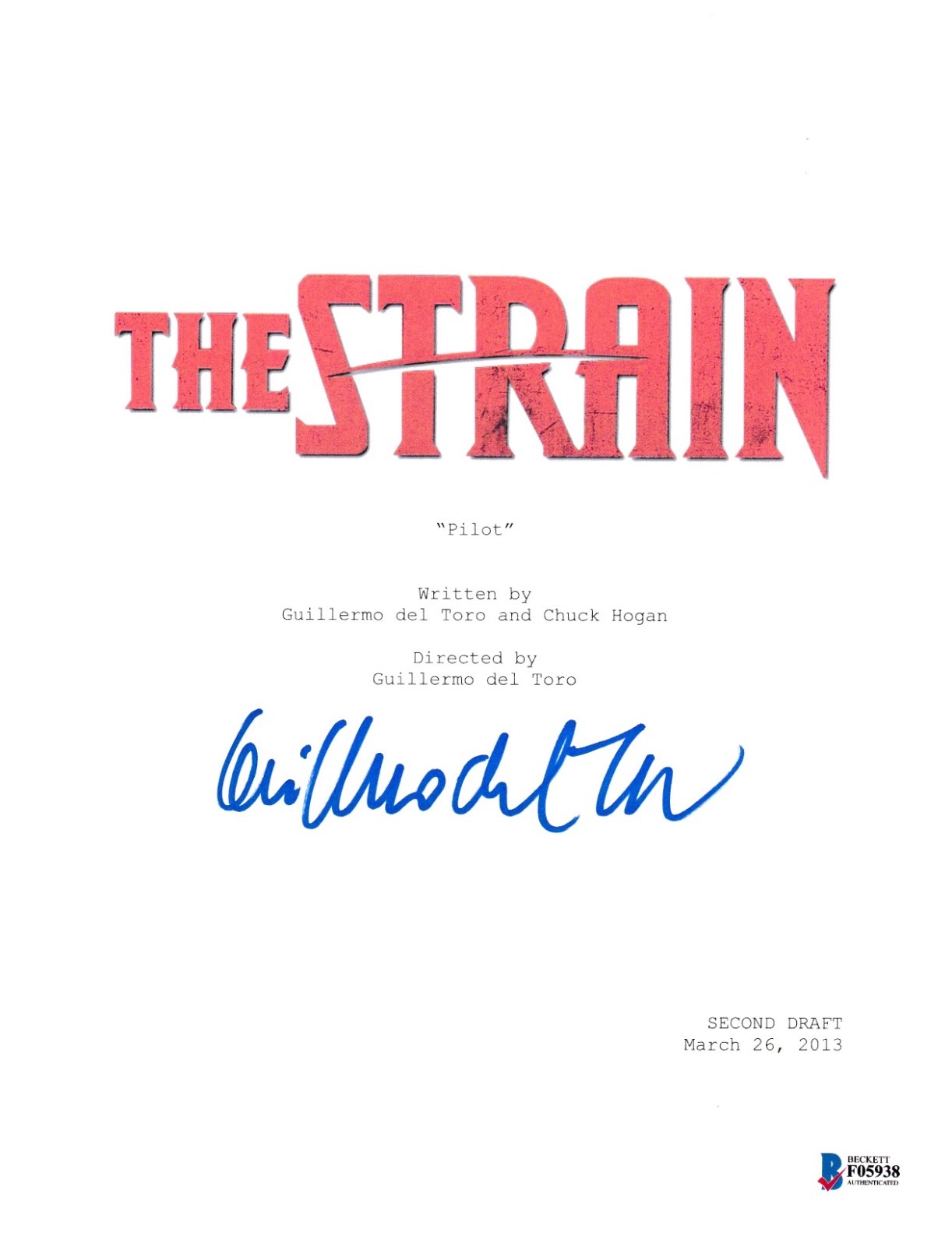 GUILLERMO DEL TORO SIGNED THE STRAIN PILOT SCRIPT BECKETT BAS AUTOGRAPH AUTO COLLECTIBLE MEMORABILIA
