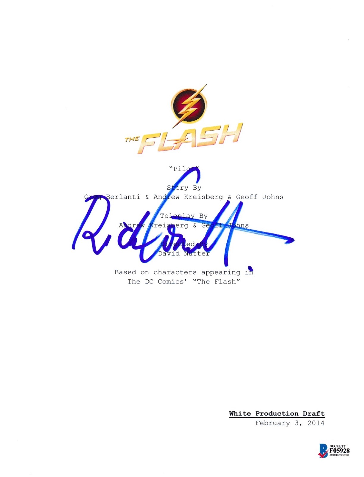 RICK COSNETT SIGNED THE FLASH PILOT EPISODE SCRIPT BECKETT BAS AUTOGRAPH AUTO COLLECTIBLE MEMORABILIA
