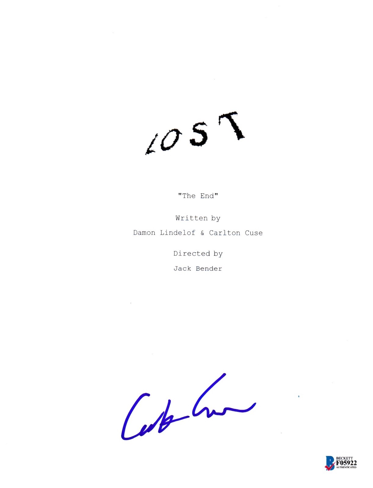 CARLTON CUSE SIGNED LOST FINALE EPISODE SCRIPT BECKETT BAS AUTOGRAPH AUTO COLLECTIBLE MEMORABILIA
