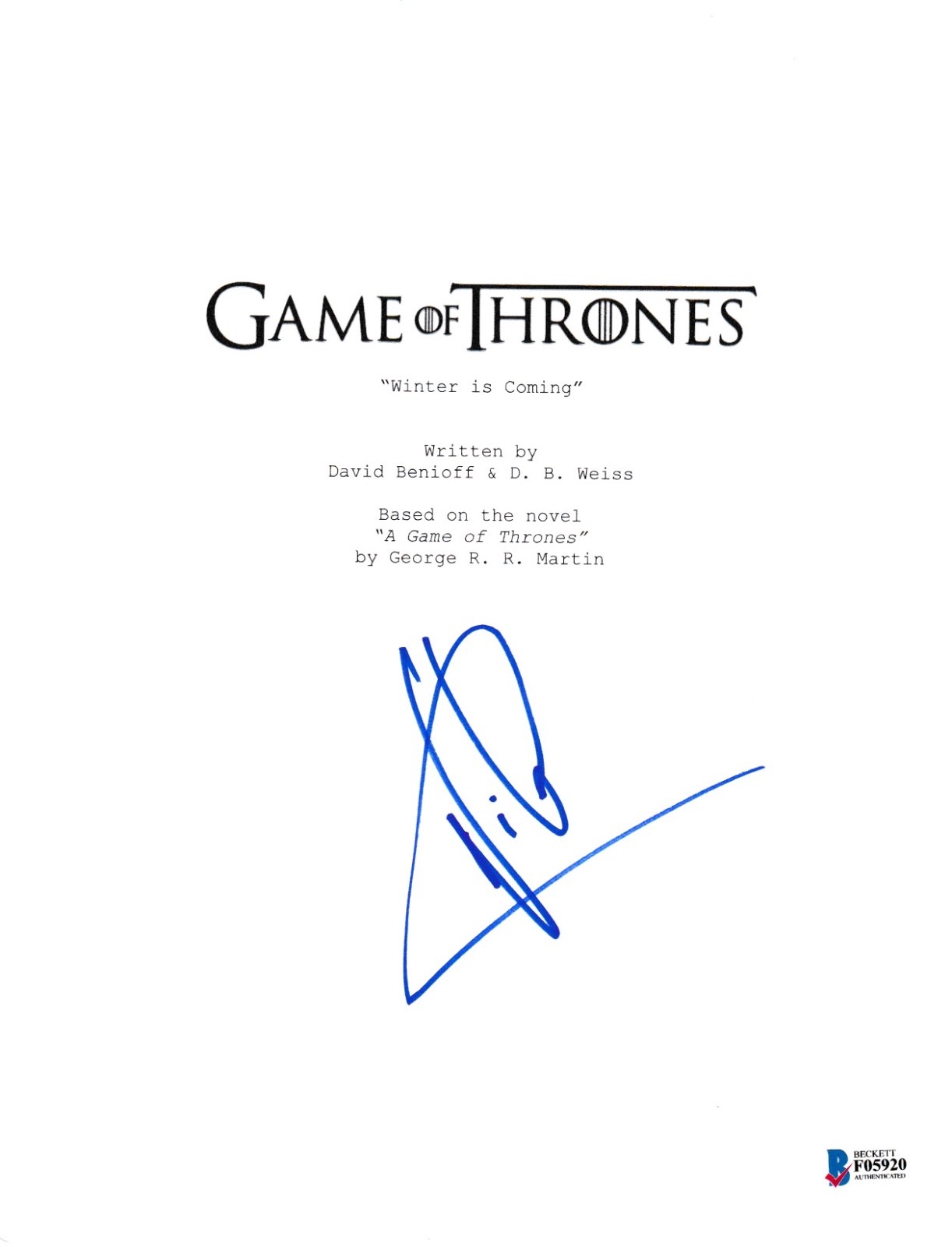NIKOLAJ COSTER WALDAU SIGNED GAME OF THRONES PILOT SCRIPT BECKETT BAS AUTOGRAPH COLLECTIBLE MEMORABILIA