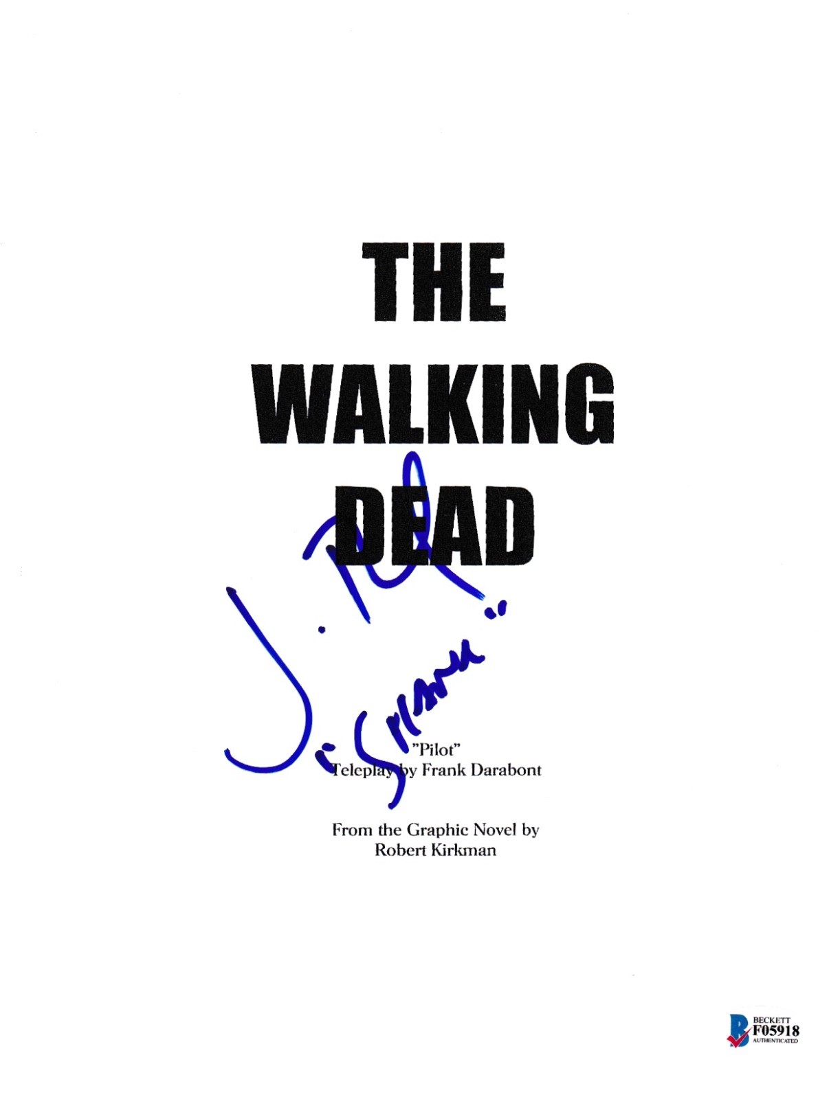 JON BERNTHAL SIGNED WALKING DEAD PILOT EPISODE SCRIPT BECKETT BAS AUTOGRAPH AUTO COLLECTIBLE MEMORABILIA