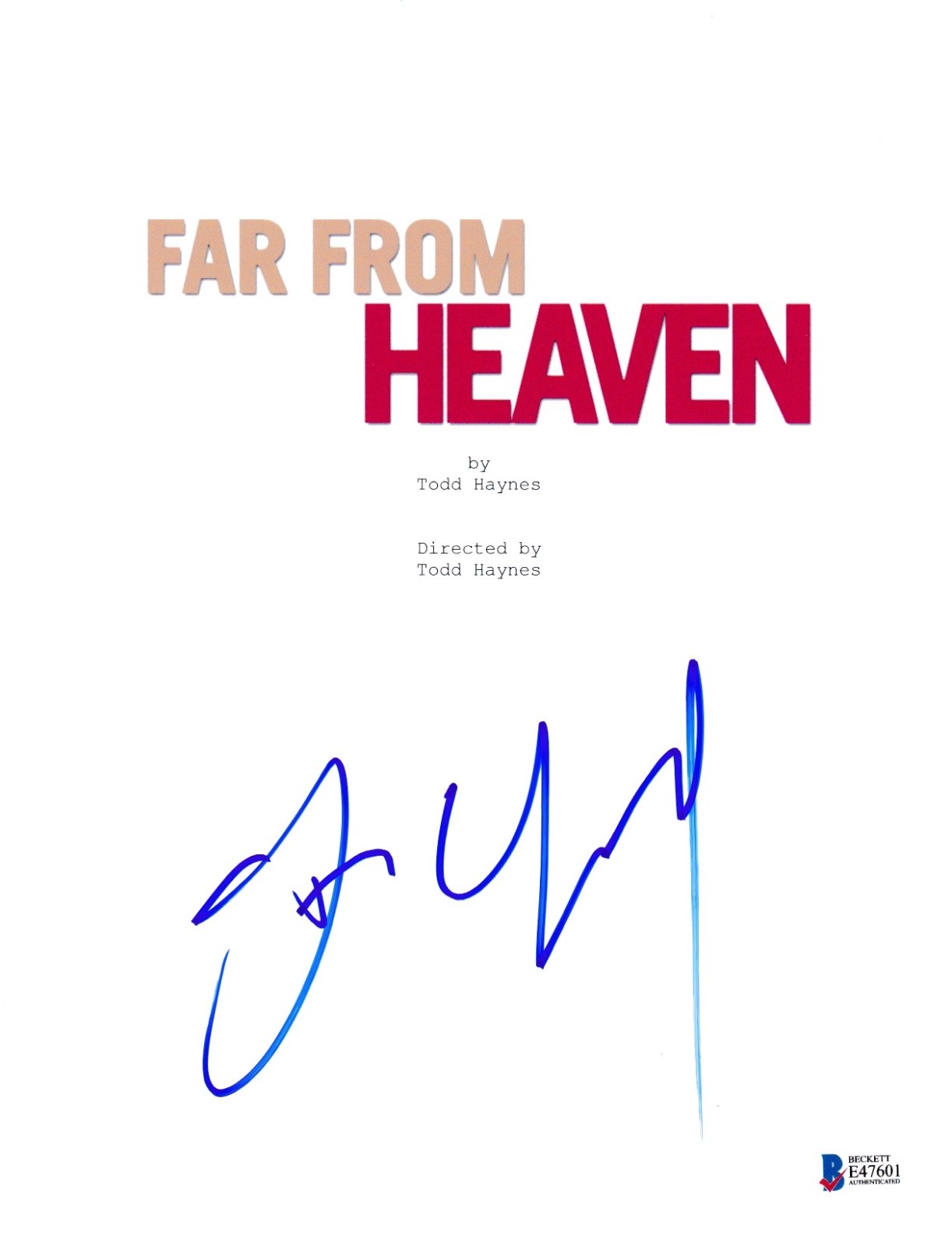 DENNIS QUAID SIGNED FAR FROM HEAVEN SCRIPT BECKETT BAS AUTOGRAPH AUTO COA COLLECTIBLE MEMORABILIA