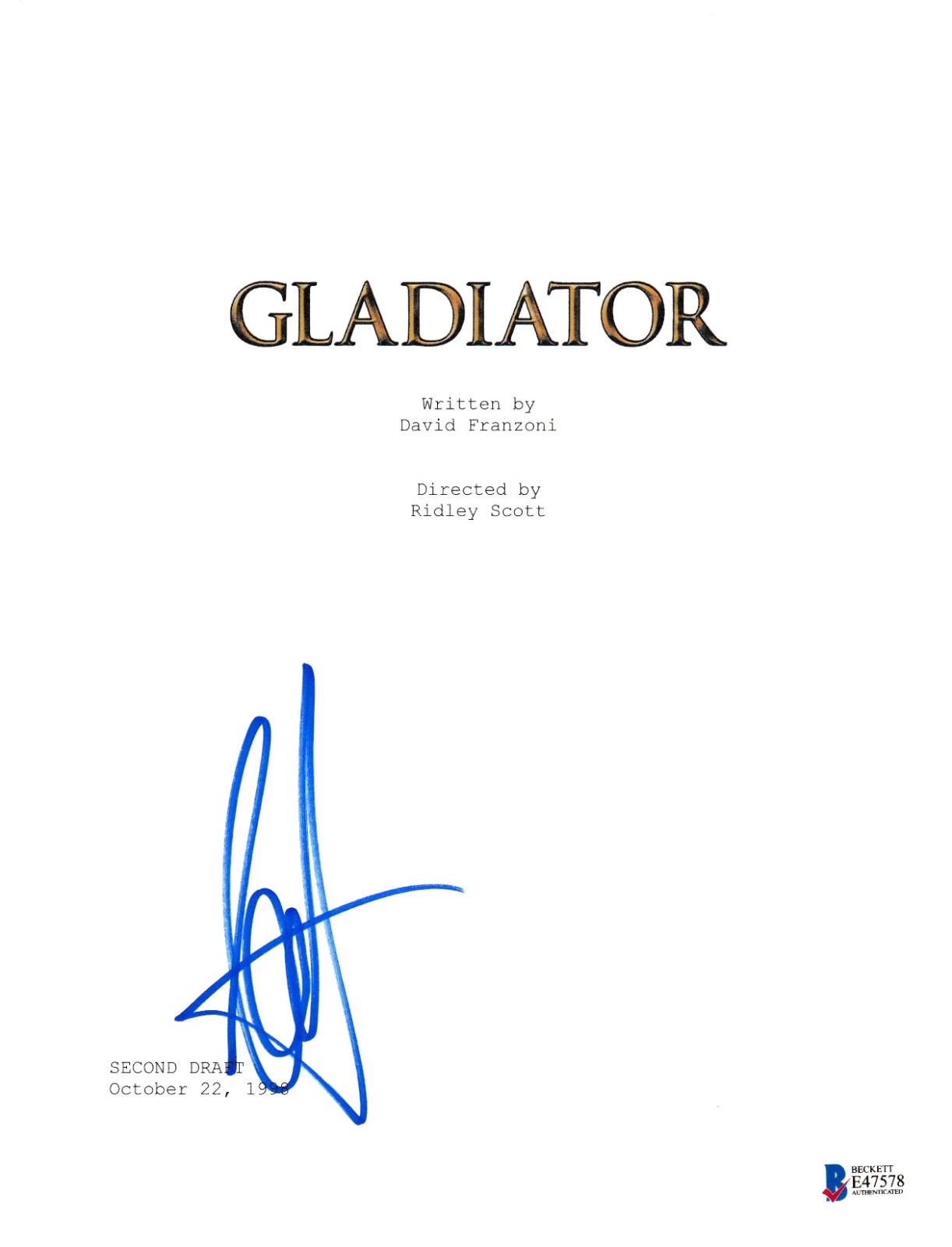 CONNIE NIELSEN SIGNED GLADIATOR SCRIPT BECKETT BAS AUTOGRAPH AUTO COA COLLECTIBLE MEMORABILIA
