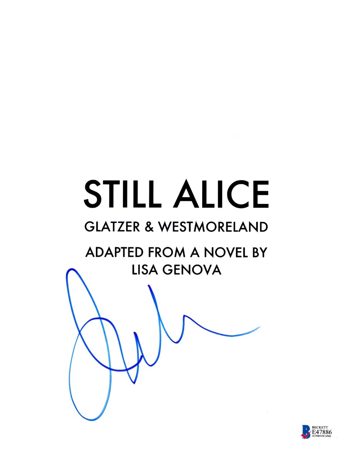 JULIANNE MOORE SIGNED STILL ALICE SCRIPT BECKETT BAS AUTOGRAPH AUTO COA COLLECTIBLE MEMORABILIA