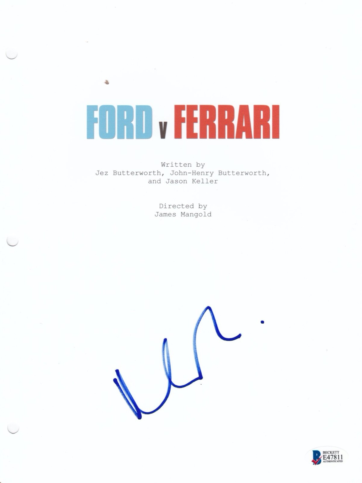 MATT DAMON SIGNED FORD V FERRARI MOVIE SCRIPT BECKETT BAS AUTOGRAPH AUTO COLLECTIBLE MEMORABILIA