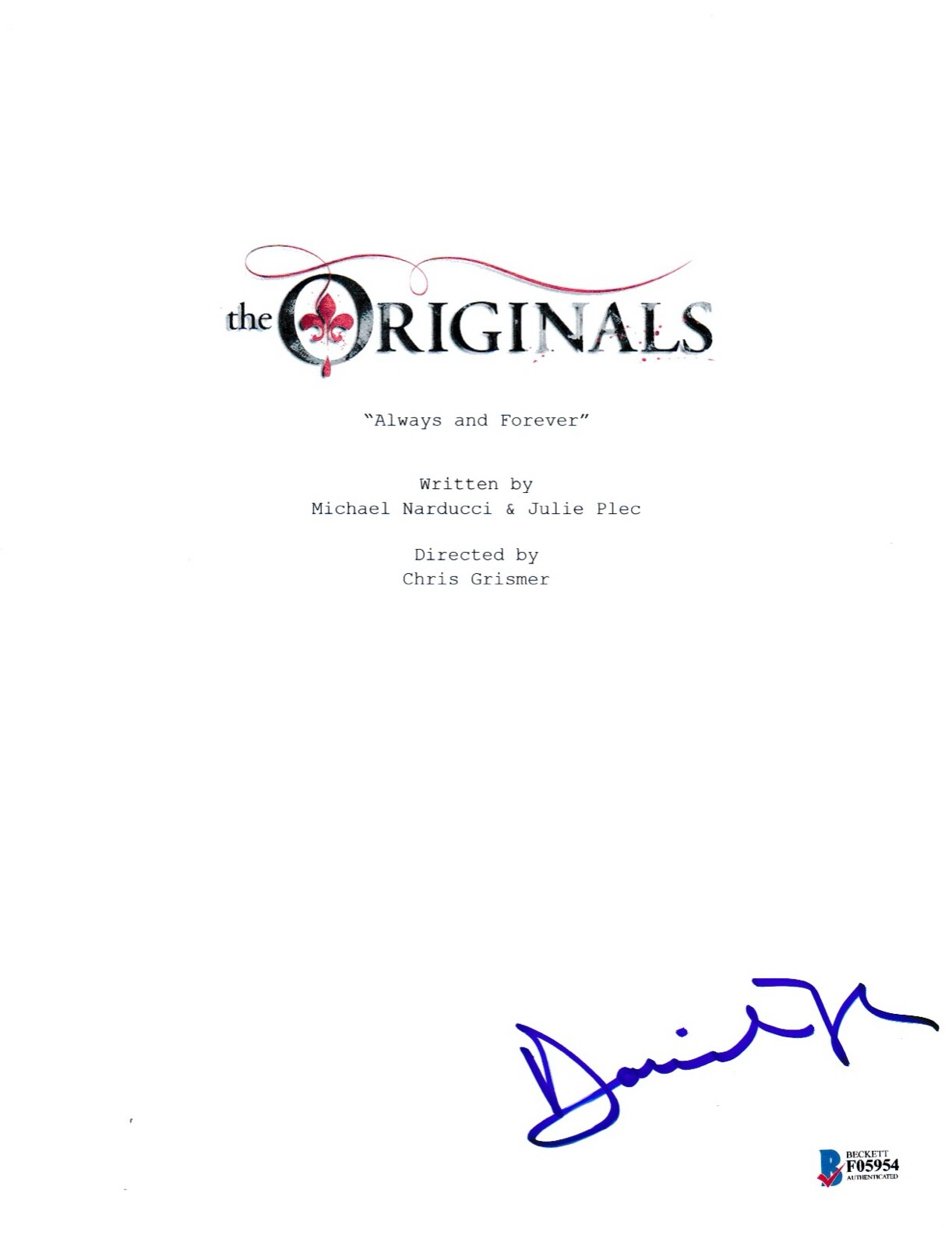 DANIEL GILLIES SIGNED ORIGINALS PILOT SCRIPT COVER BECKETT BAS AUTOGRAPH AUTO COLLECTIBLE MEMORABILIA