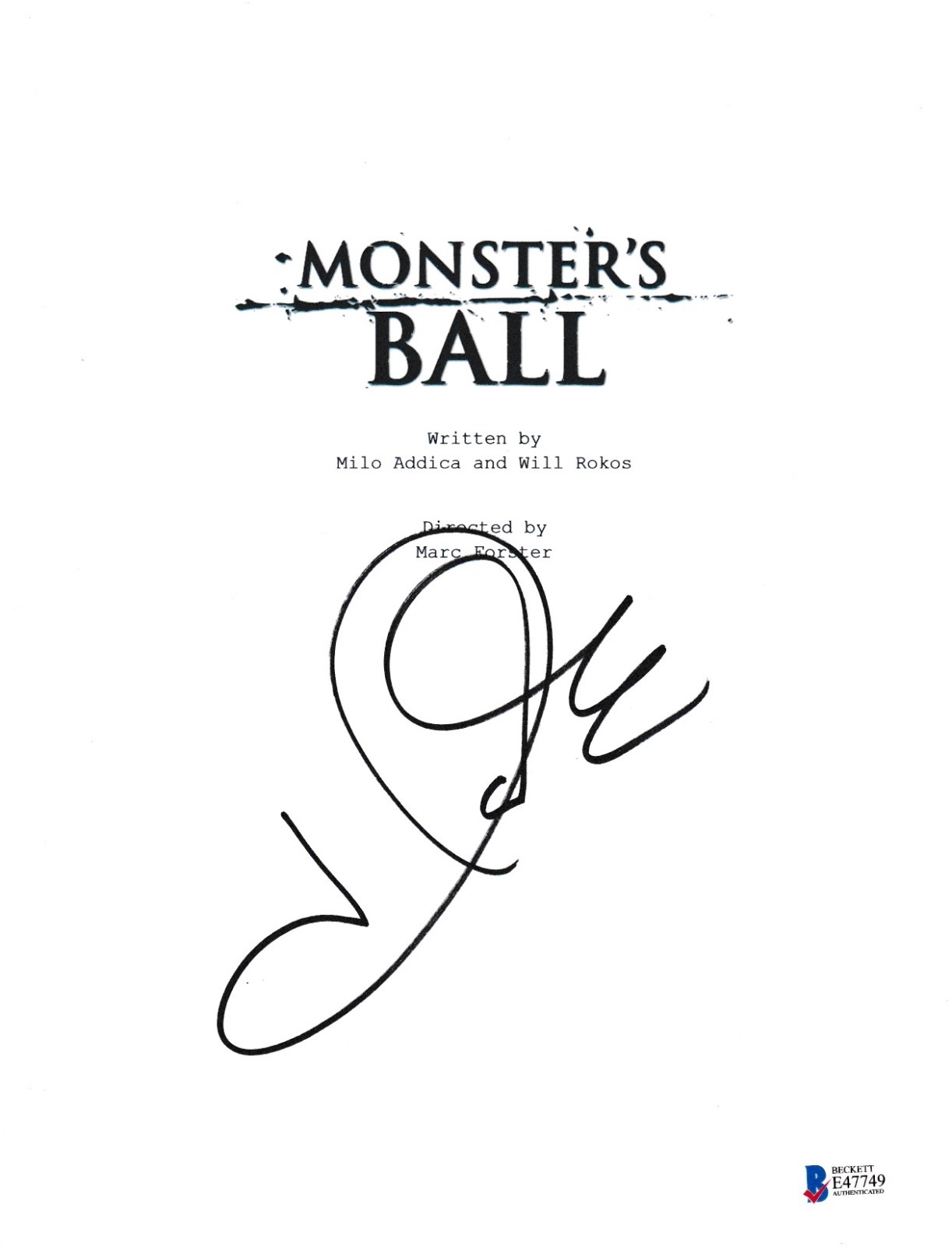 HALLE BERRY SIGNED MONSTER'S BALL FULL MOVIE SCRIPT BECKETT BAS AUTOGRAPH AUTO COLLECTIBLE MEMORABILIA