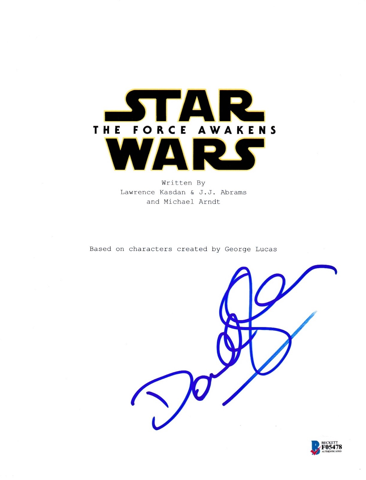 DOMHNALL GLEESON SIGNED STAR WARS FORCE AWAKENS SCRIPT BECKETT BAS AUTOGRAPH COLLECTIBLE MEMORABILIA