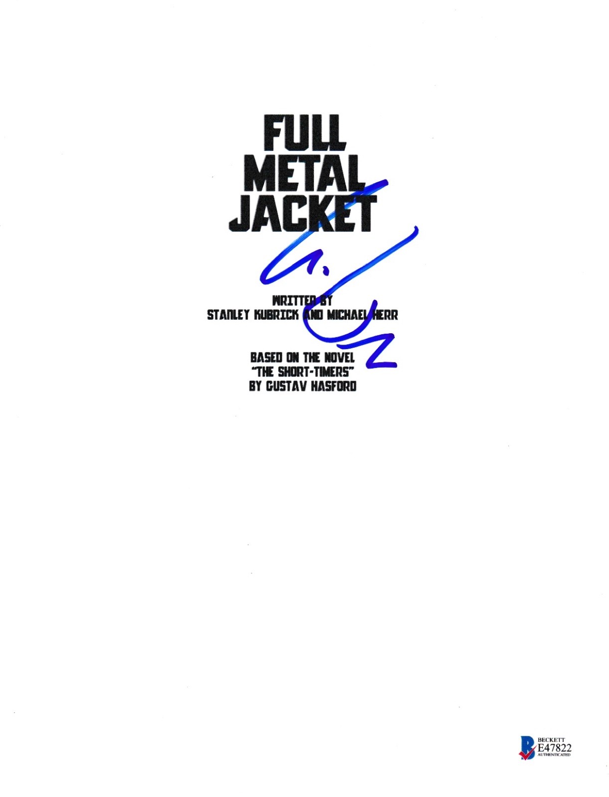 VINCENT D'ONOFRIO SIGNED FULL METAL JACKET SCRIPT BECKETT BAS AUTOGRAPH AUTO COLLECTIBLE MEMORABILIA