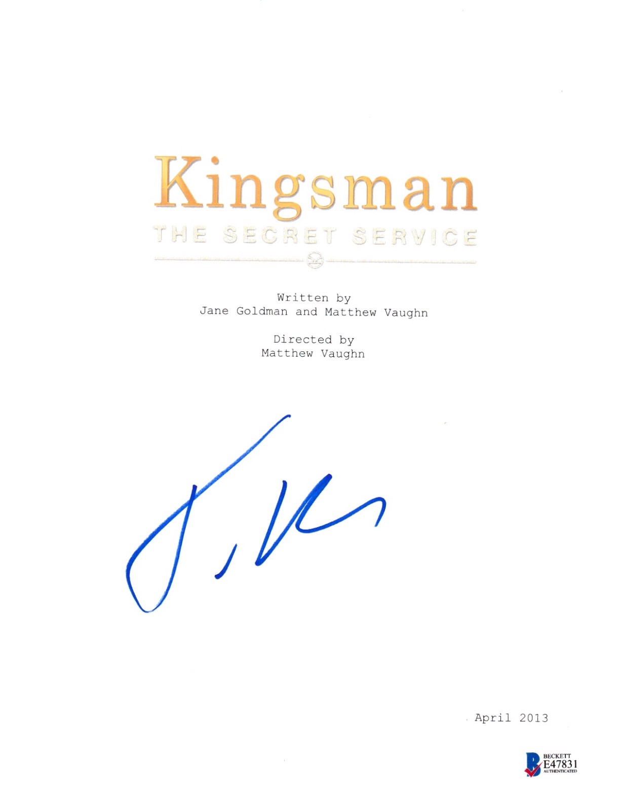 TARON EGERTON SIGNED KINGSMAN SECRET SERVICE SCRIPT BECKETT BAS AUTOGRAPH AUTO COLLECTIBLE MEMORABILIA