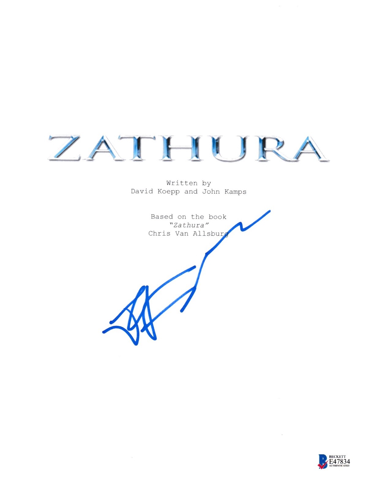 JON FAVREAU SIGNED ZATHURA FULL MOVIE SCRIPT BECKETT BAS AUTOGRAPH AUTO COLLECTIBLE MEMORABILIA
