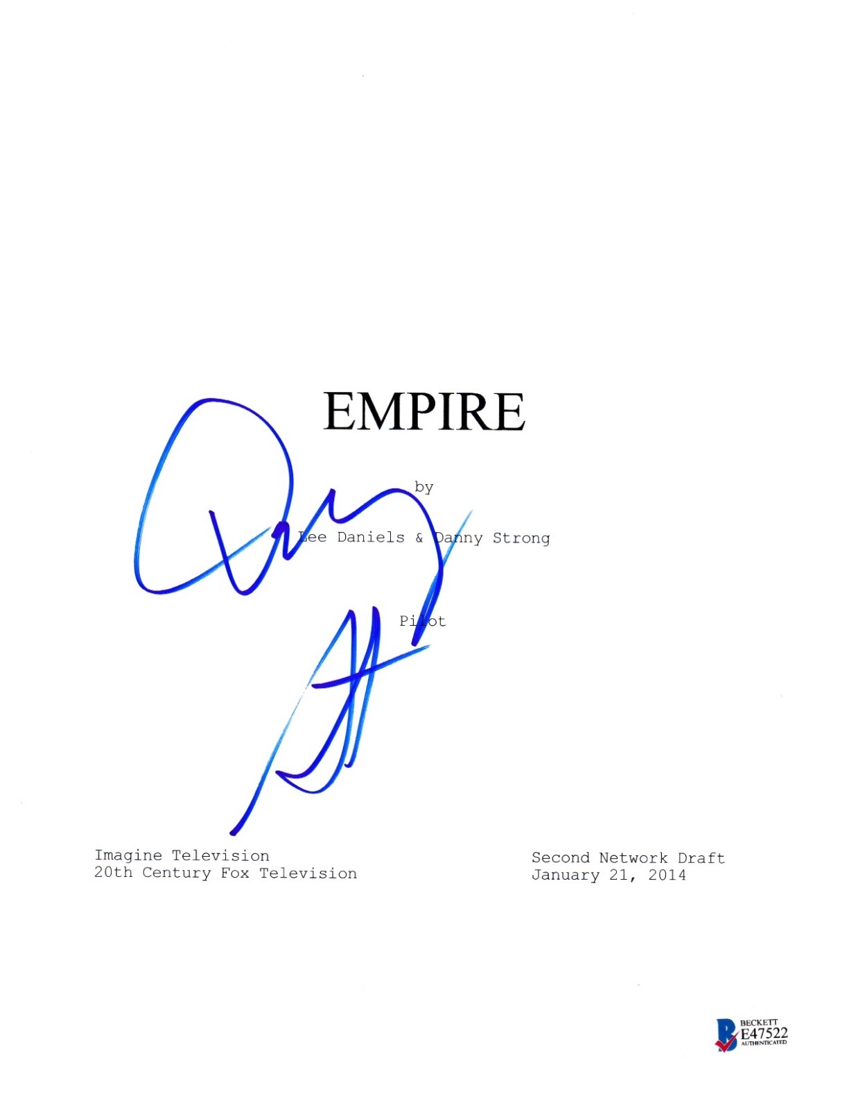DANNY STRONG SIGNED EMPIRE PILOT EPISODE SCRIPT BECKETT BAS AUTOGRAPH AUTO COLLECTIBLE MEMORABILIA