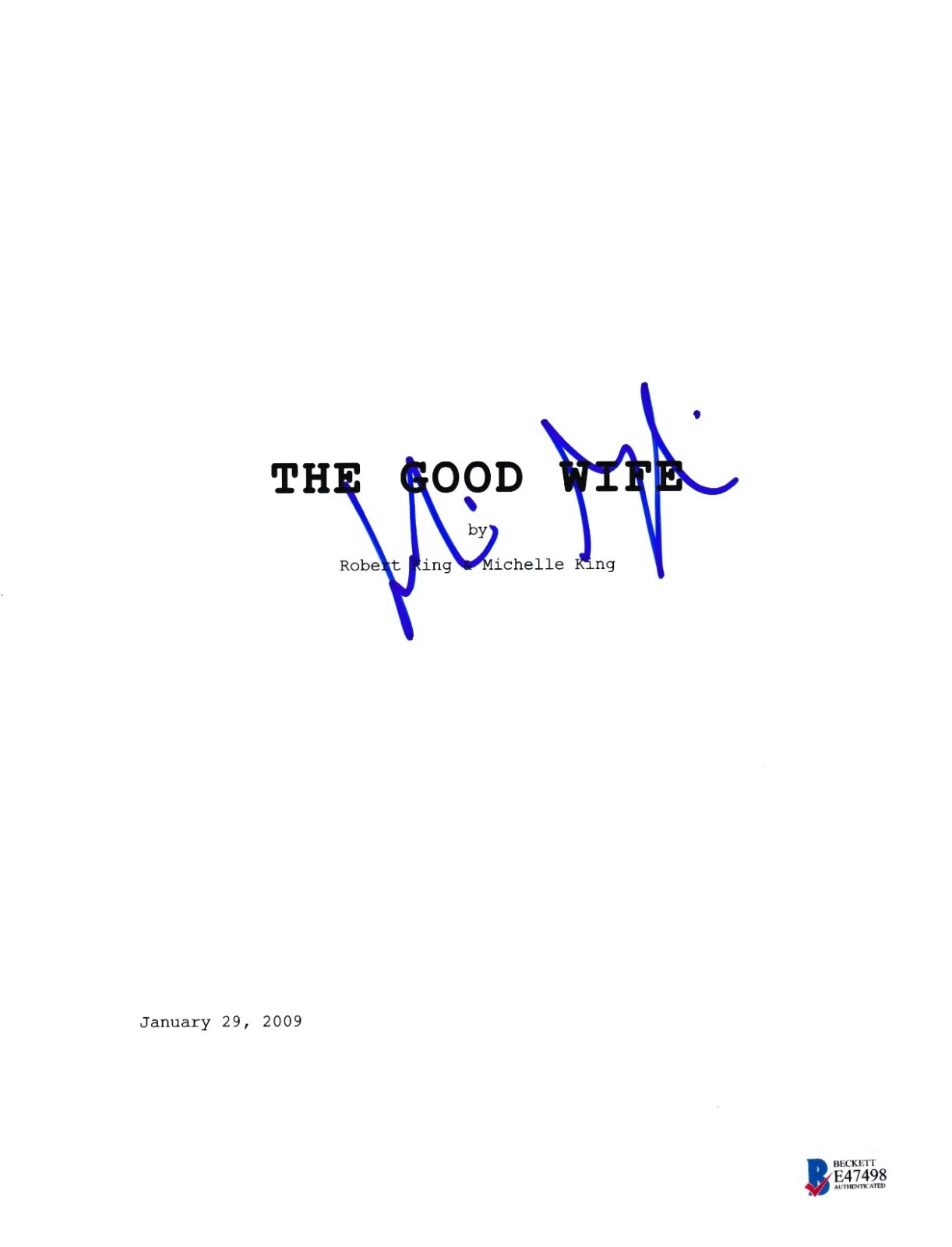 JULIANNA MARGULIES SIGNED GOOD WIFE PILOT SCRIPT BECKETT BAS AUTOGRAPH AUTO COLLECTIBLE MEMORABILIA