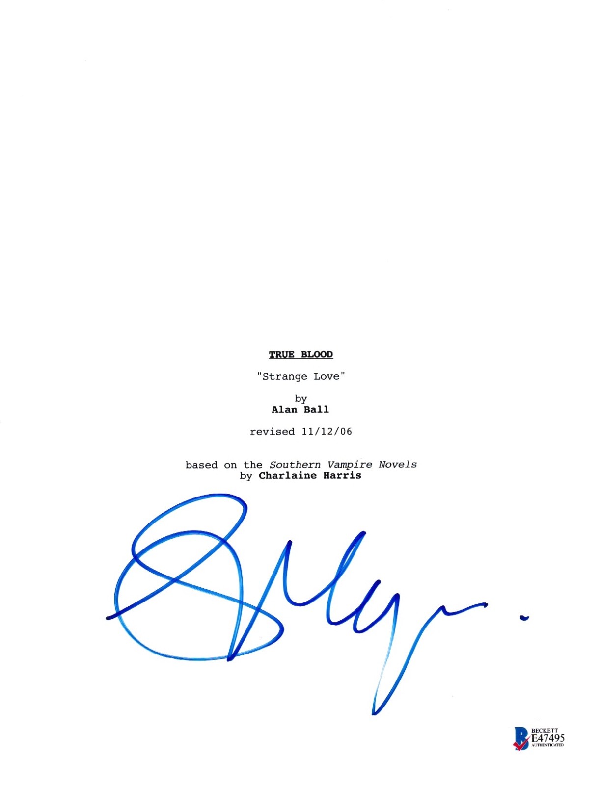 STEPHEN MOYER SIGNED TRUE BLOOD PILOT SCRIPT BECKETT BAS AUTOGRAPH AUTO COLLECTIBLE MEMORABILIA