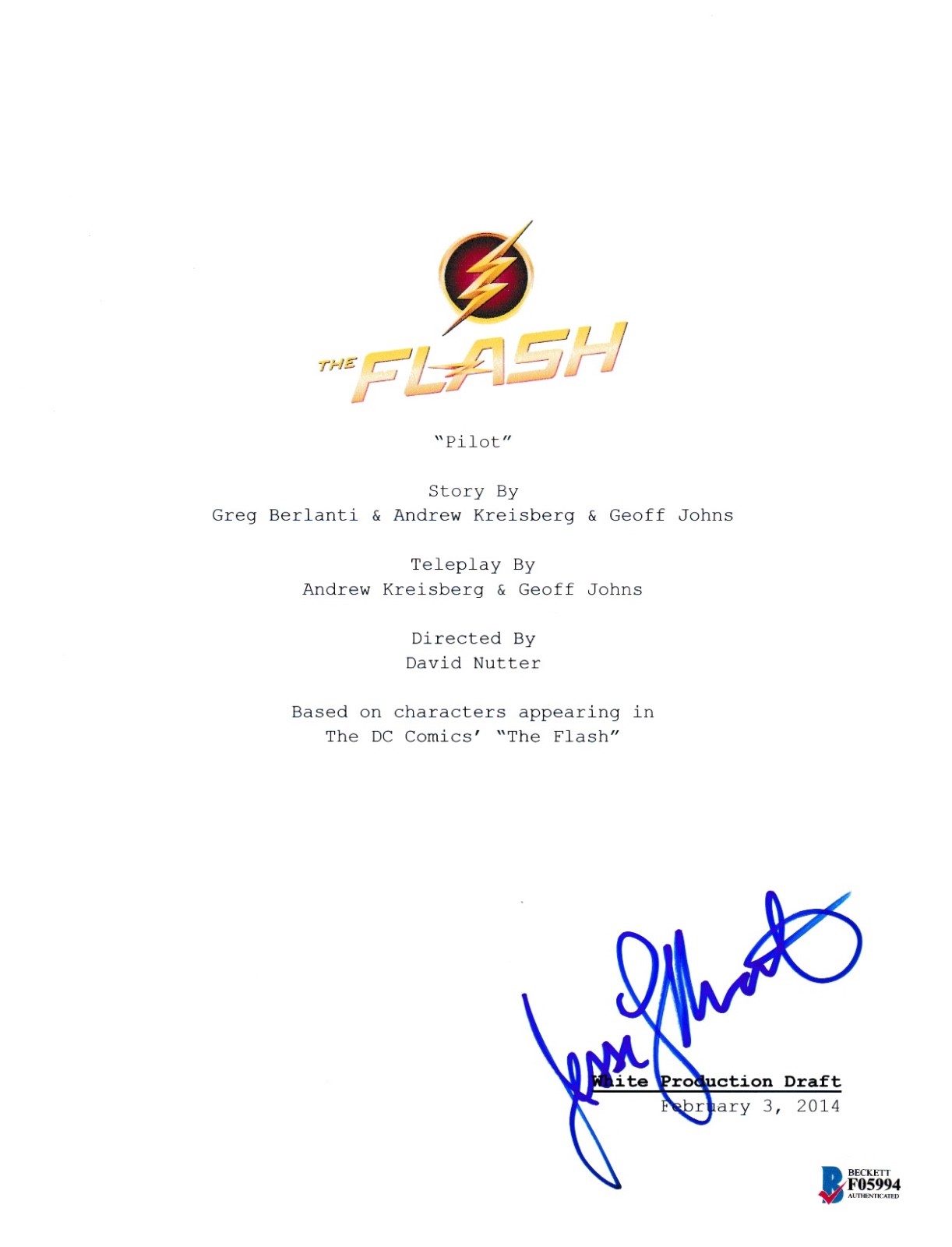 JESSE L MARTIN SIGNED THE FLASH PILOT SCRIPT BECKETT BAS AUTOGRAPH AUTO COLLECTIBLE MEMORABILIA
