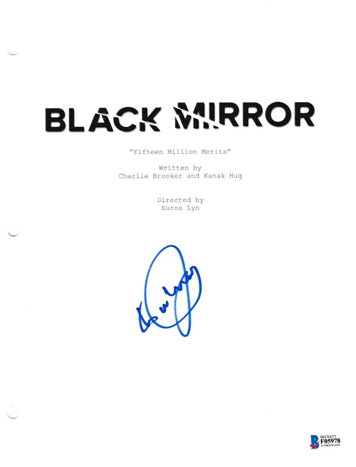 DANIEL KALUUYA SIGNED BLACK MIRROR PILOT SCRIPT BECKETT BAS AUTOGRAPH AUTO COLLECTIBLE MEMORABILIA