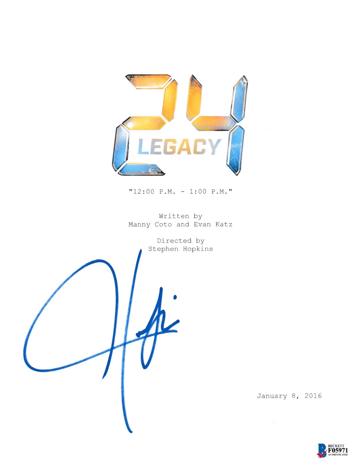 COREY HAWKINS SIGNED 24 PILOT EPISODE SCRIPT BECKETT BAS AUTOGRAPH AUTO COLLECTIBLE MEMORABILIA