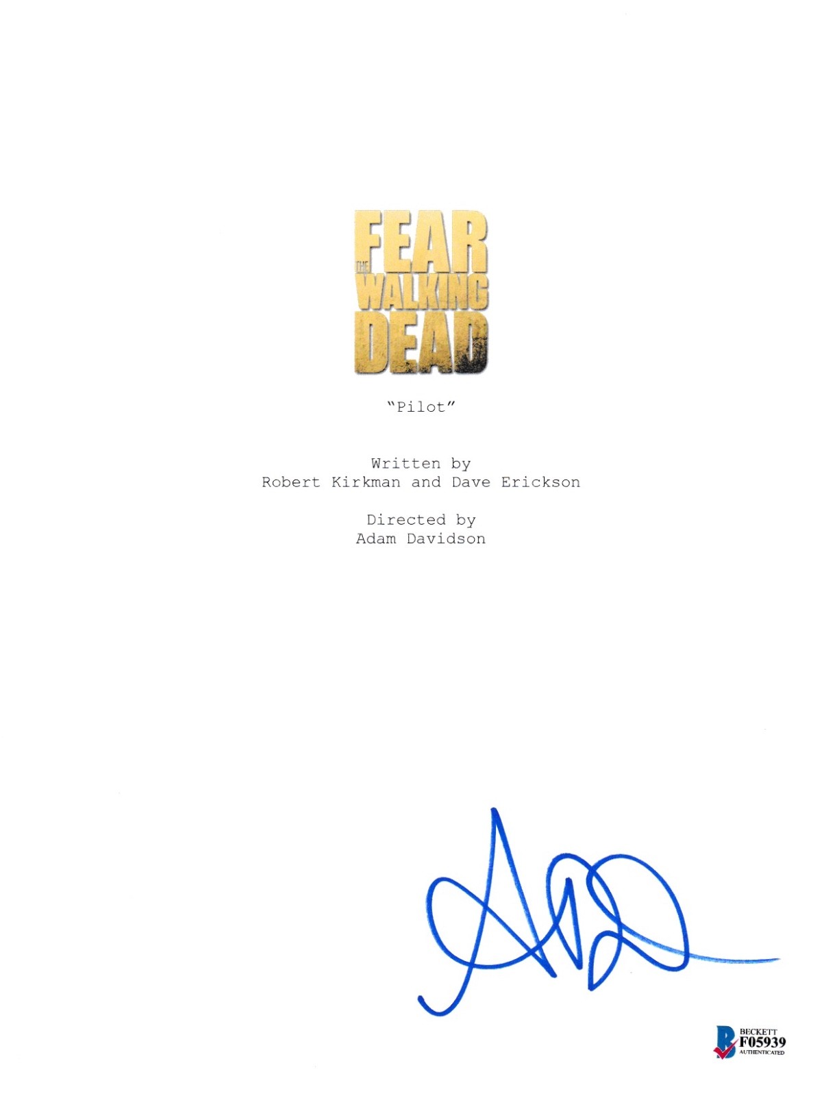 ALYCIA DEBNAM CAREY SIGNED FEAR WALKING DEAD SCRIPT BECKETT BAS AUTOGRAPH AUTO COLLECTIBLE MEMORABILIA