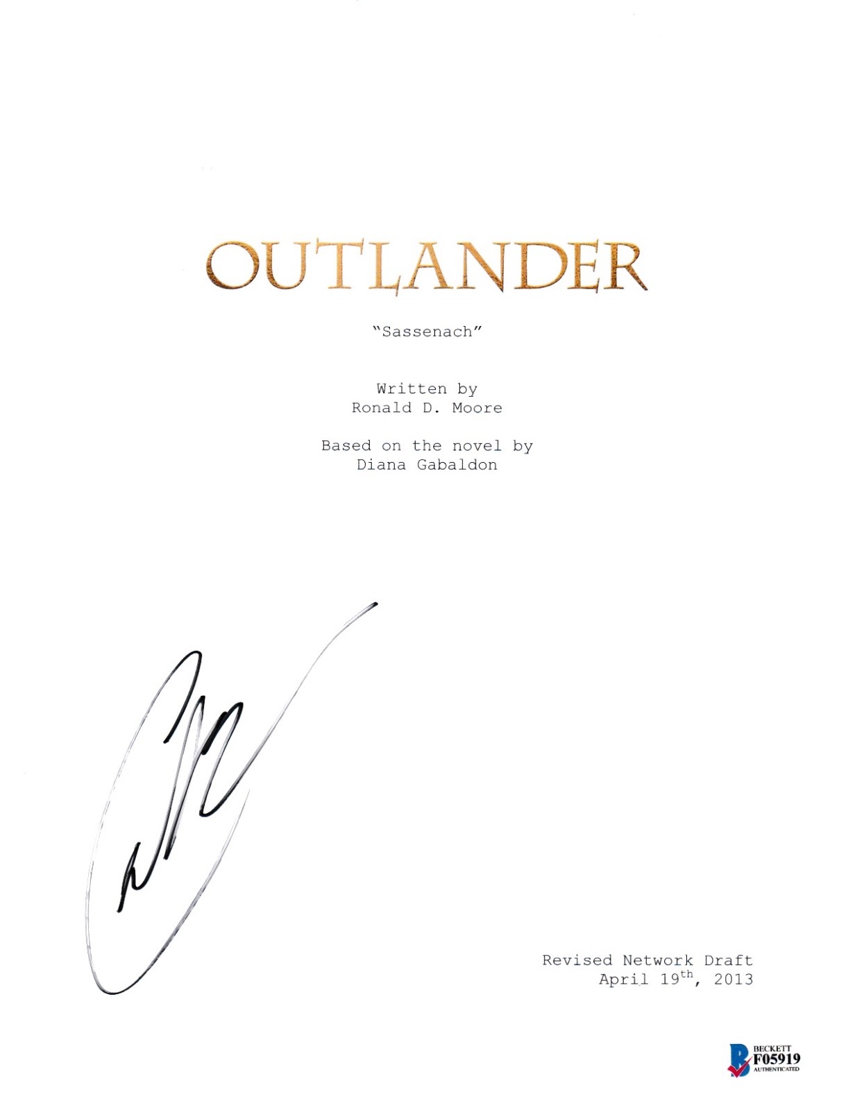 CAITRIONA BALFE SIGNED OUTLANDER PILOT EPISODE SCRIPT BECKETT BAS AUTOGRAPH AUTO COLLECTIBLE MEMORABILIA