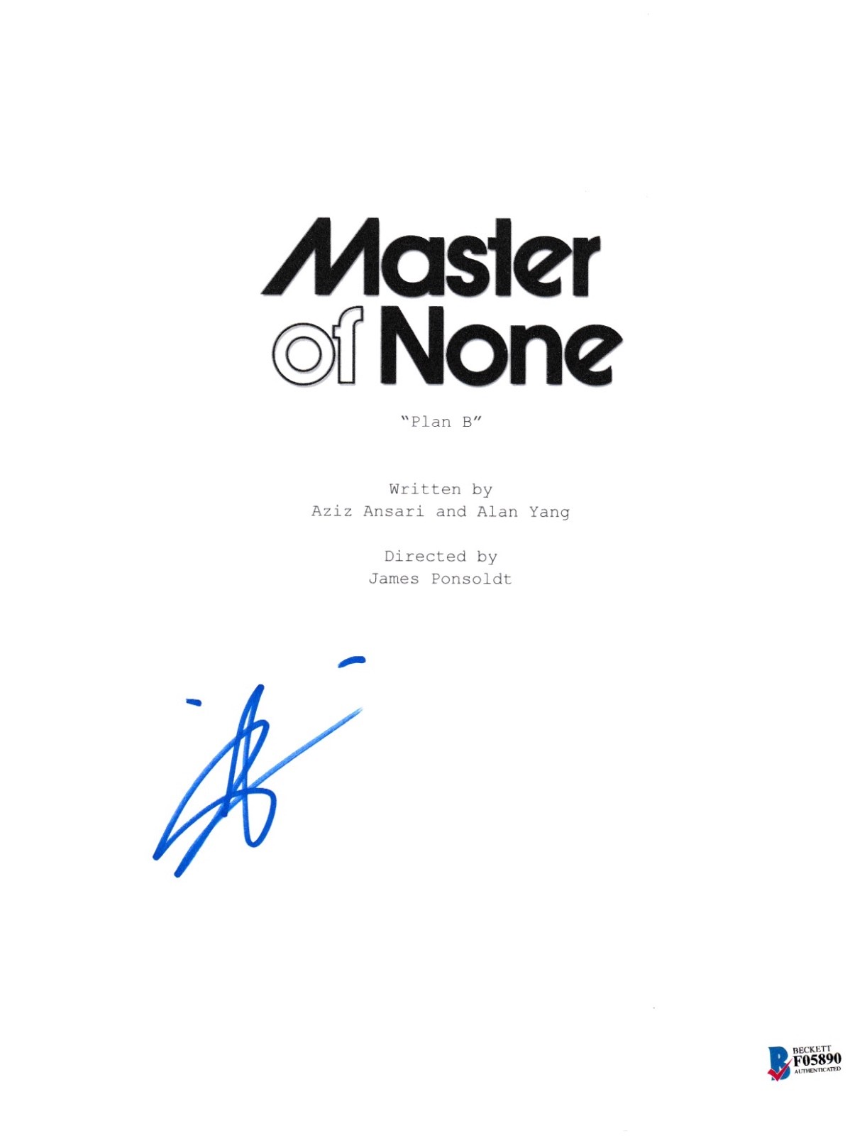AZIZ ANSARI SIGNED MASTER OF NONE PILOT SCRIPT BECKETT BAS AUTOGRAPH AUTO COLLECTIBLE MEMORABILIA