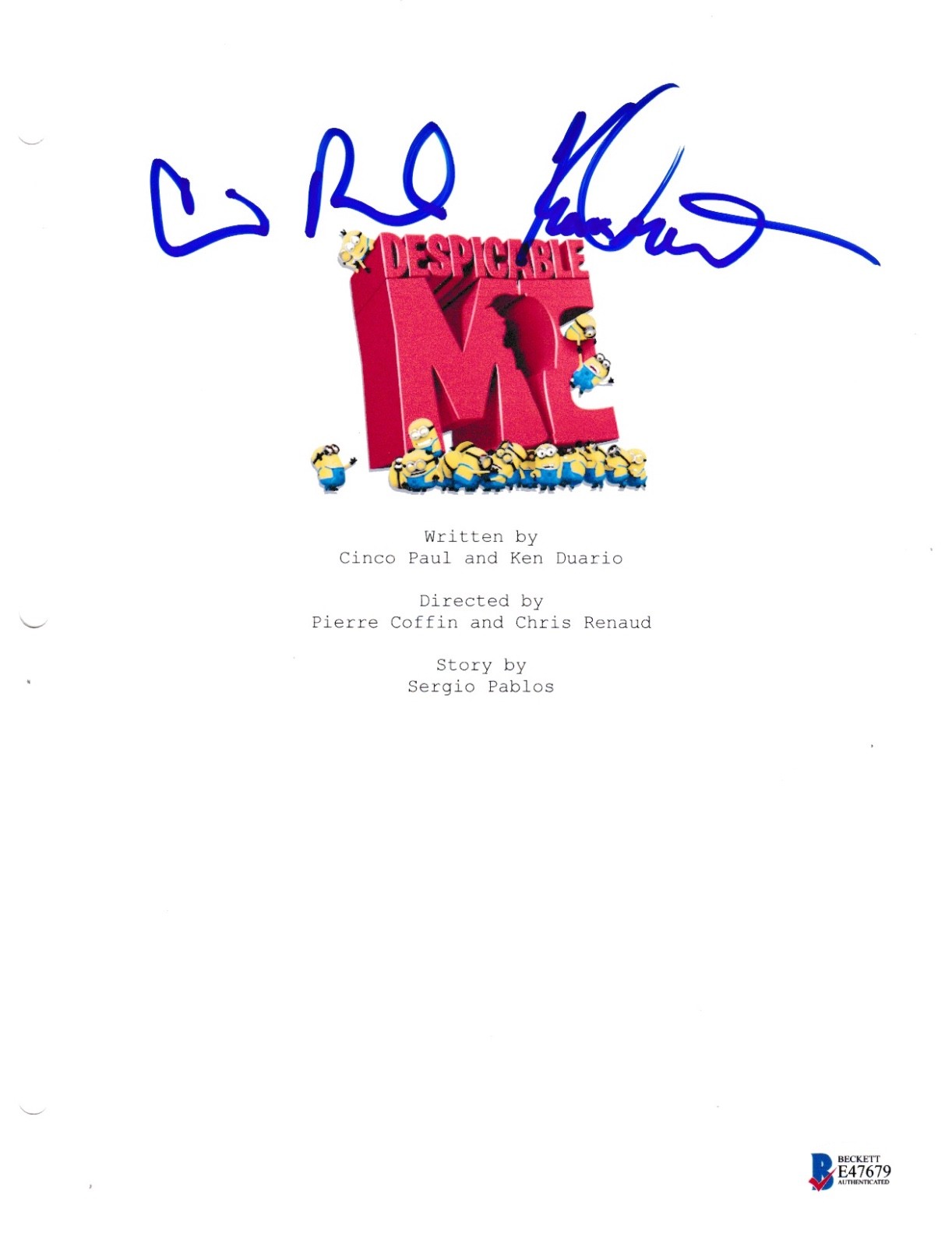 CINCO PAUL KEN DAURIO SIGNED DESPICABLE ME SCRIPT BECKETT BAS AUTOGRAPH AUTO COLLECTIBLE MEMORABILIA