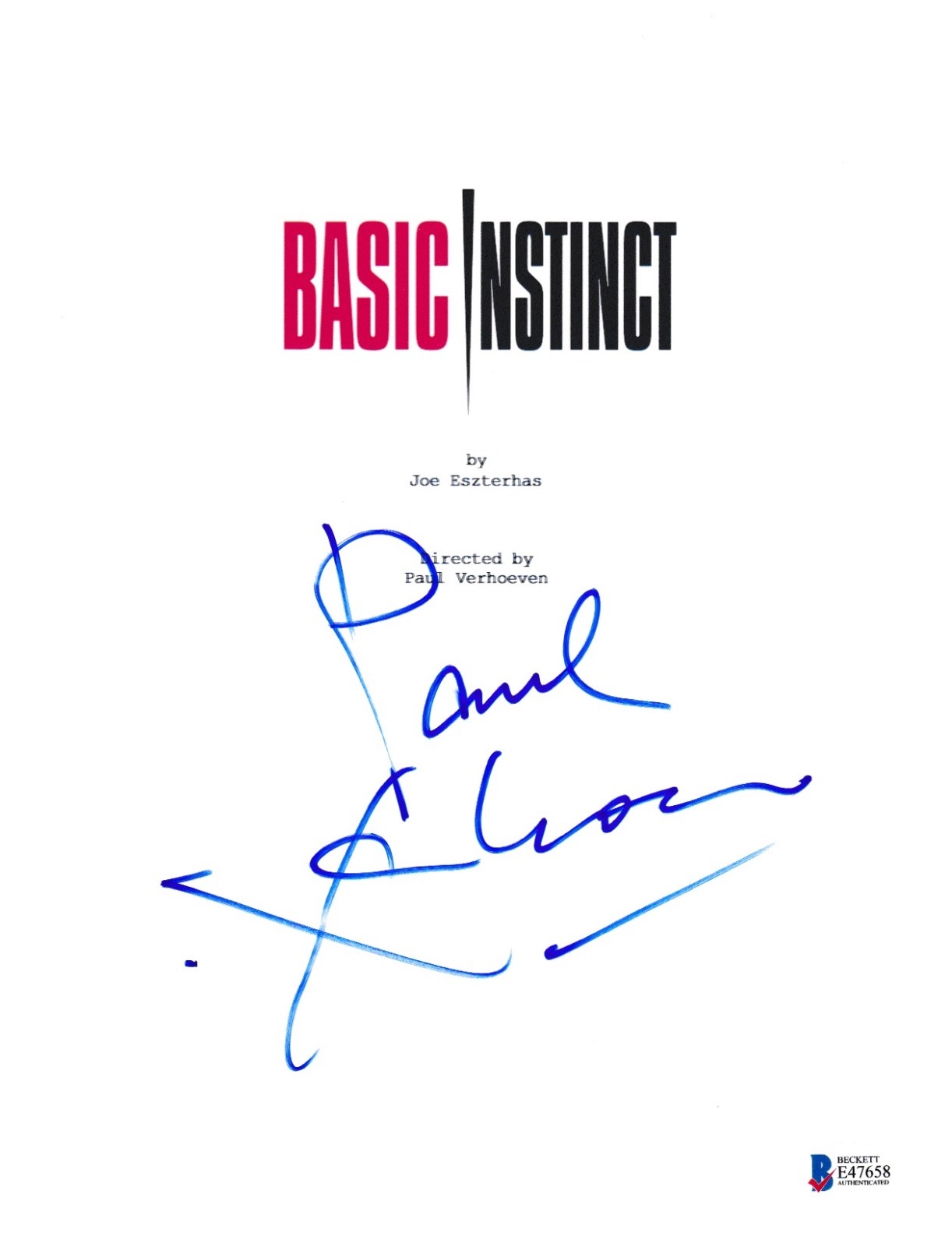 PAUL VERHOEVEN SIGNED BASIC INSTINCT SCRIPT BECKETT BAS AUTOGRAPH AUTO COLLECTIBLE MEMORABILIA