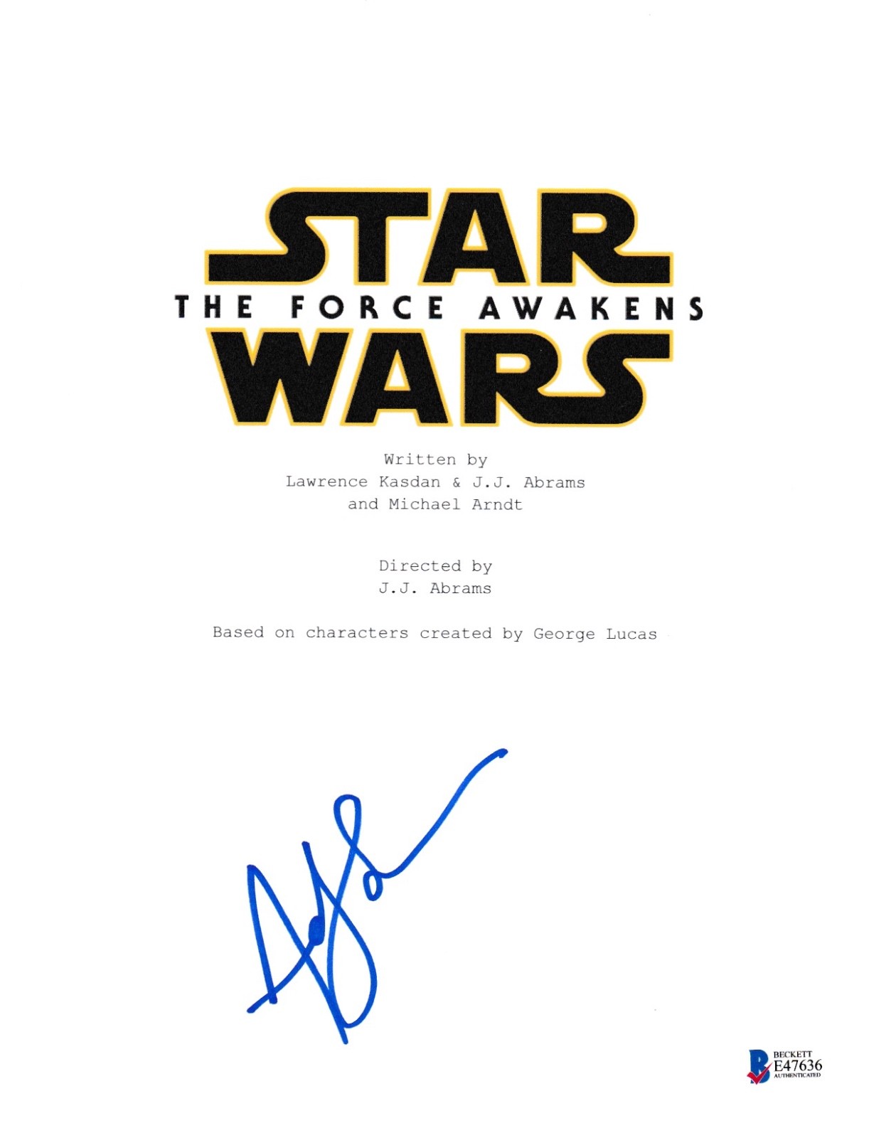 ANDY SERKIS SIGNED STAR WARS FORCE AWAKENS SCRIPT BECKETT BAS AUTOGRAPH AUTO COA COLLECTIBLE MEMORABILIA