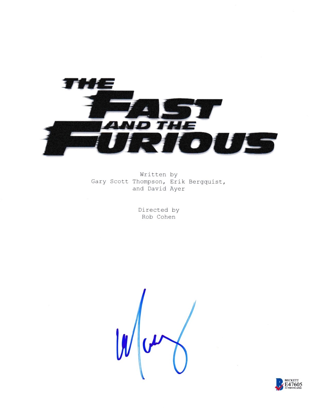 MICHELLE RODRIGUEZ SIGNED FAST AND FURIOUS SCRIPT BECKETT BAS AUTOGRAPH AUTO COA COLLECTIBLE MEMORABILIA