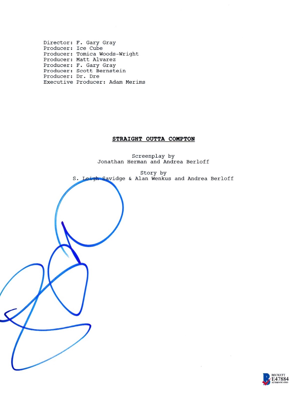 JASON MITCHELL SIGNED STRAIGHT OUTTA COMPTON SCRIPT BECKETT BAS AUTOGRAPH AUTO COLLECTIBLE MEMORABILIA