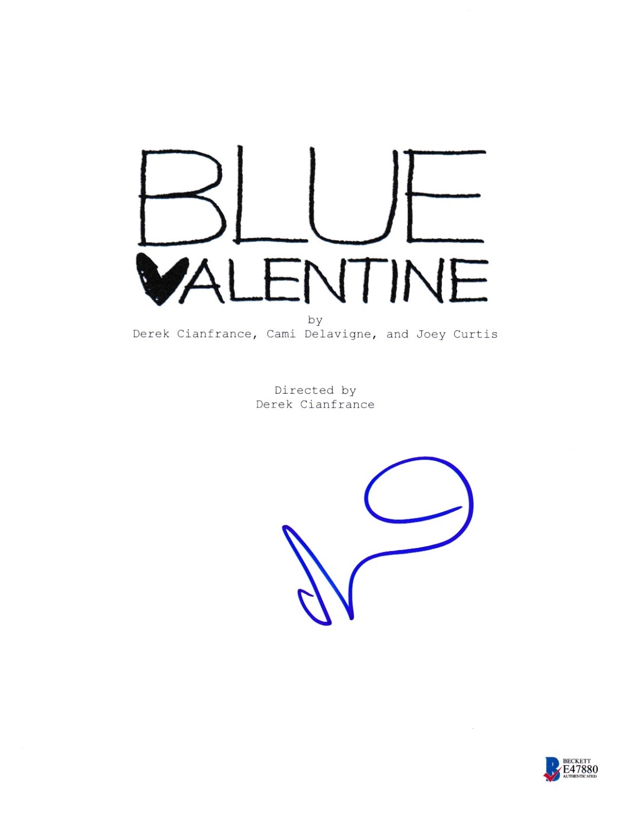 CAREY MULLIGAN SIGNED BLUE VALENTINE SCRIPT BECKETT BAS AUTOGRAPH AUTO COA COLLECTIBLE MEMORABILIA